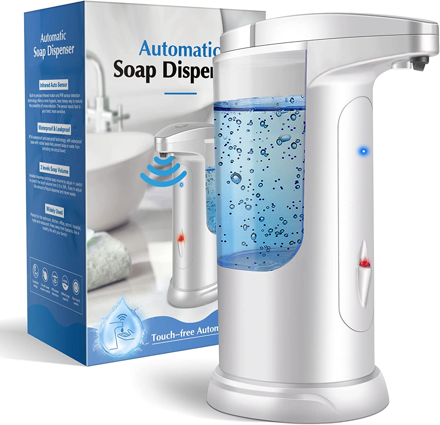 Dispensador automático de jabón sin contacto, dispensador de jabón para  baño, cocina, equipado con sensor de movimiento infrarrojo adecuado para  jabón