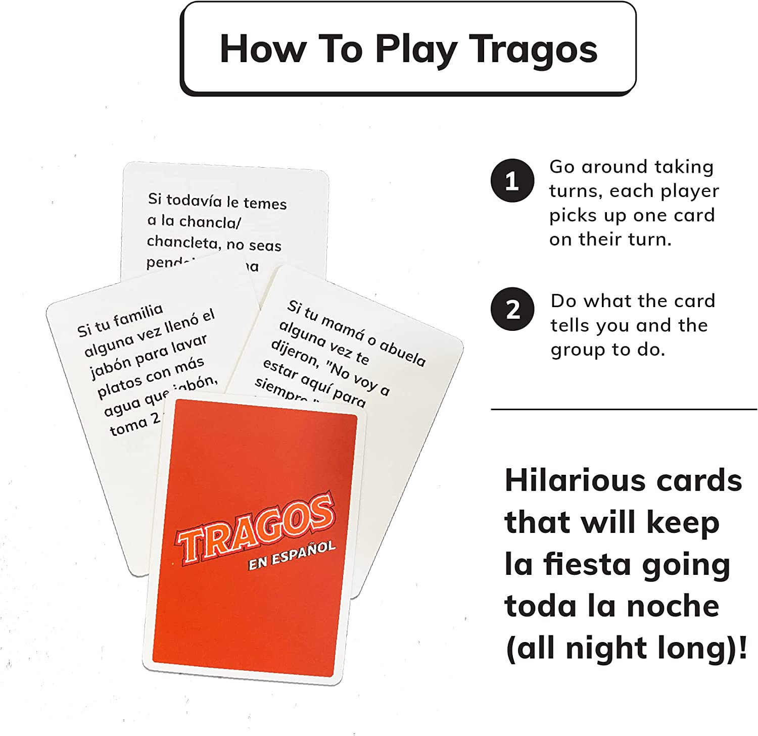 Juego de cartas de spanglish cultural hilarante Trago