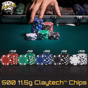 Juego de 500 fichas de color 11.5 gramos para poker con estuche de aluminio